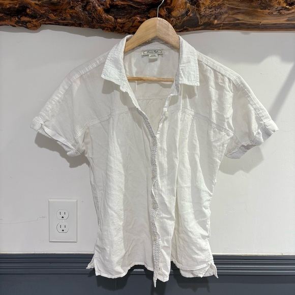 American Eagle Crisp White Button Down Short Sleeve Shirt - Picture 1 of 8